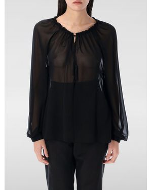 Tom Ford Silk Blouse Long Sleeves Sheer - Black