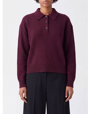 Anine Bing Long-Sleeved 100% Cashmere Knit Polo Shirt With Dropped Shoulders - Purple