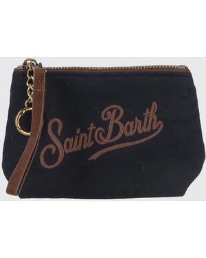 MC2 Saint Barth Aline Tartan Waxed Cotton Keychain Pouch - Black