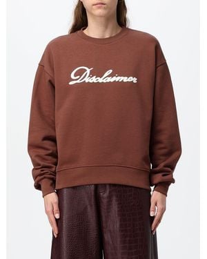 DISCLAIMER Relaxed Fit Crewneck Cotton Sweater With Contrast Logo - Red