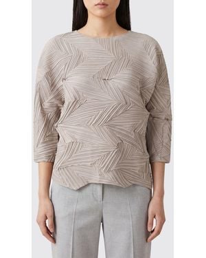 MEIMEIJ Crêpe Blouse With Long Sleeves And Asymmetric Hem - Grey