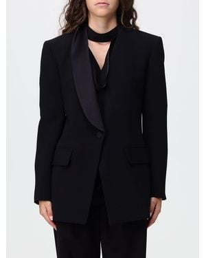 SIMONA CORSELLINI Tuxedo Blazer With Satin Shawl Collar And Lace Details - Blue