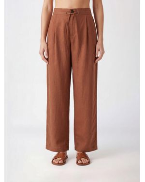 Brunello Cucinelli Viscose And Linen Pants - Brown