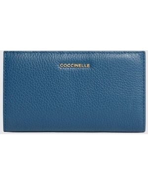 Coccinelle Metallic Soft Hammered Leather Wallet - Blue
