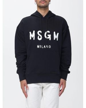 MSGM Sudadera Con Capucha De Algodón Relaxed Fit Con Bolsillo Canguro Y Logo - Azul