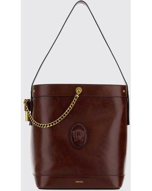 Versace Pivot Leather Bag - Brown