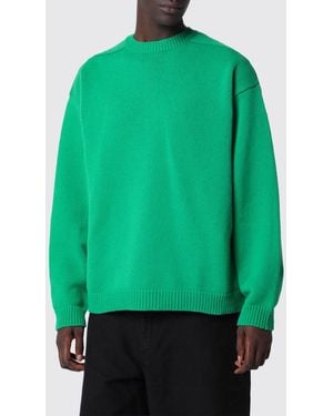 Studio Nicholson Relaxed Fit Lambswool Crewneck Sweater With Dropped Shoulders - Green