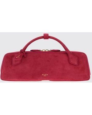 Alaïa Le Teckel Suede Sheepskin Handbag With Double Handle - Red