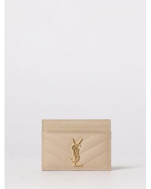 Saint Laurent Kreditkartenetui Cassandre Aus Grain De Poudre Leder - Natur