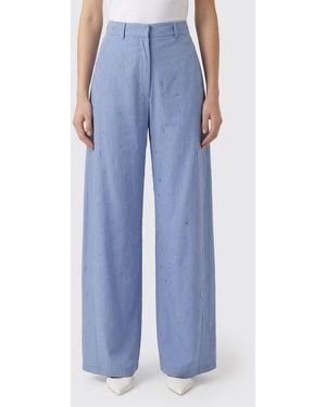 GIUSEPPE DI MORABITO Cotton Palazzo Trousers - Blue