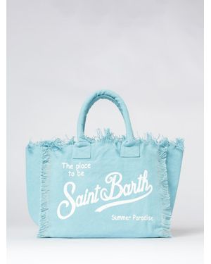 MC2 Saint Barth Printed Cotton Vanity Bag With Logo - Blue