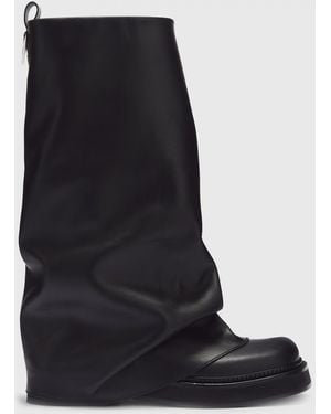 The Attico Botas Robin De Piel Arrugada - Negro