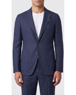 Santaniello Linen Single-Breasted Blazer - Blue