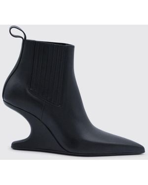 Rick Owens Leather Wedge Ankle Boots - Black