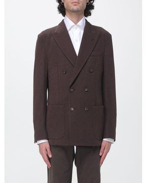 Eleventy Double-Breasted Cashmere And Wool Blend Blazer With Peak Lapels - Multicolor