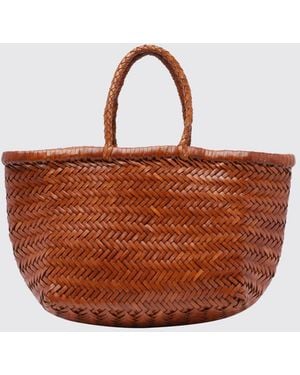 Dragon Diffusion Triplo Salto Woven Leather Handbag With Double Handle - Brown