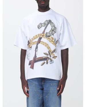 PDF Relaxed Fit Cotton T-Shirt With Logo Print And Dropped Shoulders - White