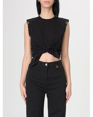 Elisabetta Franchi Cotton Cropped Top - Black