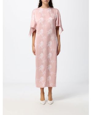 Stella McCartney Graphic Print Satin Midi Sheath Dress With Crew Neck - Pink