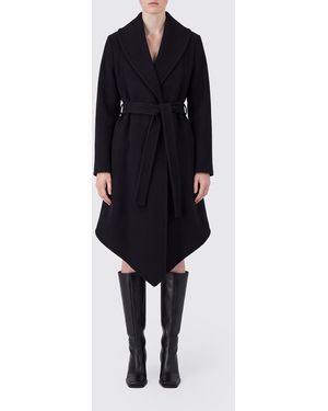 Alaïa Pure Virgin Wool Robe Coat With Shawl Collar And Belt - Blue