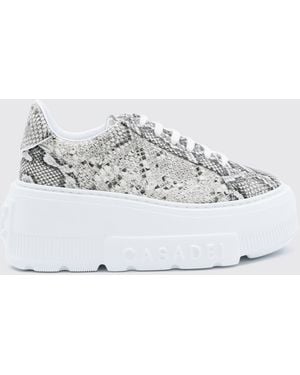 Casadei Nexus Python Print Leather Platform Sneakers - White