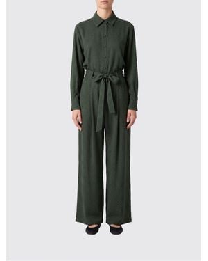 Twinset Lyocell Twill Jumpsuit With Rhinestones - Green