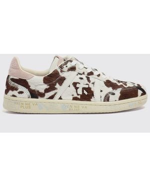 Premiata Zapatillas Bonnie De Pelo De Potro Y Piel Con Estampado Animal - Blanco