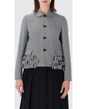 Comme des Garçons Comme Des GarÇ Ons Houndstooth Slim Fit Cropped Blazer With All-Over Bows - Gray