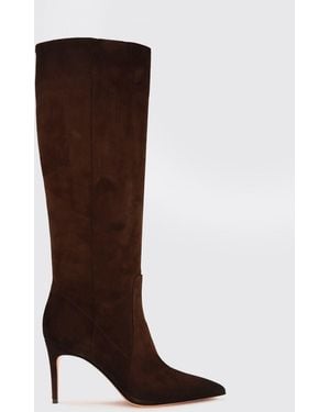 Santoni Kniehohe Stiefel Viola Aus Veloursleder Mit Stilettoabsatz - Braun