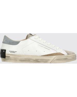 Crime London Baskets Basses Distressed En Cuir Et Daim Avec Effet Usé - Blanc