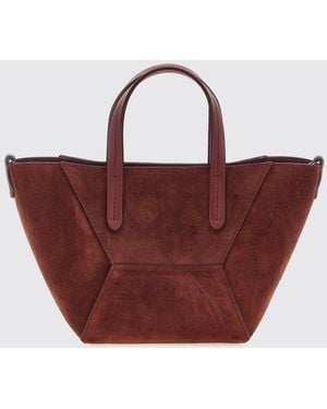 Brunello Cucinelli Bolso De Mano Pequeño De Ante Con Adorno De Monili - Marrón