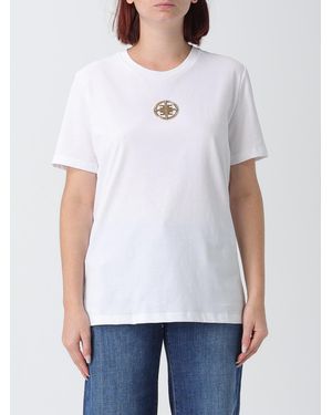 Elisabetta Franchi Cotton T-Shirt With Applied Metallic Logo - White