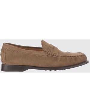 Tod's Penny-Loafer Aus Kalbsveloursleder Mit T Timeless-Logo - Natur
