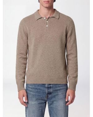 Drumohr Polo De Cachemira Pura De Manga Larga Con Tapeta De Tres Botones De - Gris