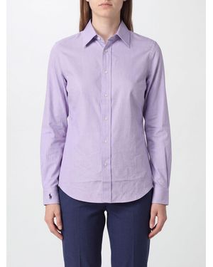 Polo Ralph Lauren Camisa Slim Fit De Algodón Con Logo Pony Bordado - Morado