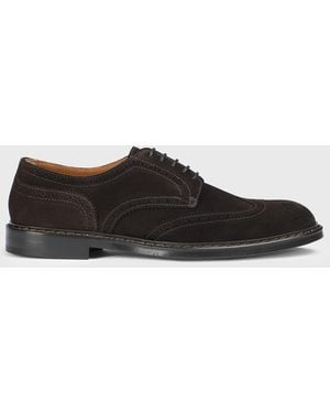 Doucal's Suede Derby Shoes With Brogue Detail - Black