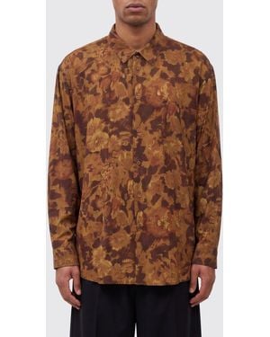Magliano Long-Sleeved Floral Print Viscose Shirt With Patch Pockets - Brown