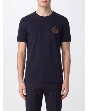 Dolce & Gabbana Dolce &Amp Gabbana Slim-Fit-T-Shirt Aus Baumwolle Mit Dg-Monogramm - Blau
