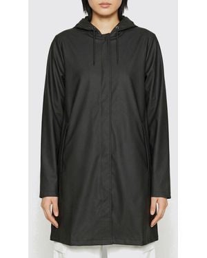 Rains Hooded Waterproof Polyester Raincoat - Black