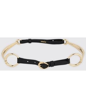 Rabanne Leather And Brass Belt - White