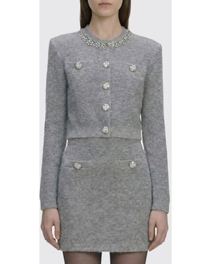 Self-Portrait Jewel Cardigan - Gray