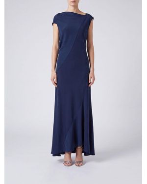 Alberta Ferretti Long Satin Slip Dress For Ceremonies And Events - Blue