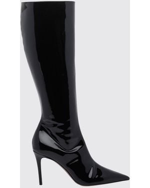 Paris Texas Vera Knee-High Patent Leather Boots With Stiletto Heel - Black