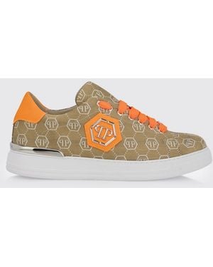 Philipp Plein Fabric Trainers With Hexagon Jacquard - Brown