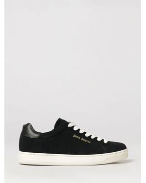 Palm Angels Low-Top Leather And Suede Sneakers With Printed Logo - Black