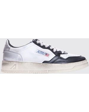 Autry Medalist Low Super Vintage Calfskin Sneakers With Worn Effect - White