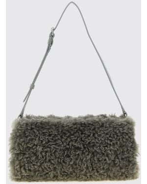 Stella McCartney Cylindrical Shearling Shoulder Bag With Adjustable Handle - Grey
