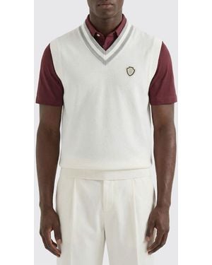 Brunello Cucinelli Cotton Knit Vest With Crest - White