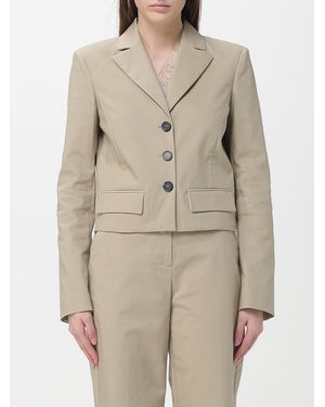 Patrizia Pepe Cotton Blend Single Breasted Blazer - Natural