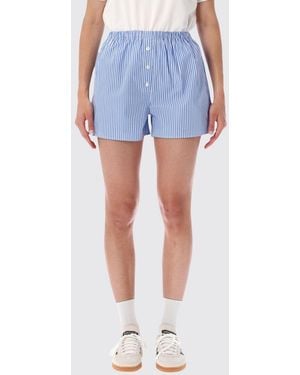 Sporty & Rich Sporty &Amp Rich High-Waisted Cotton Boxer Shorts - Blue